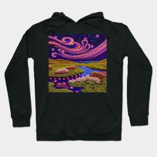 Abstract Aurora with river reflections Hoodie